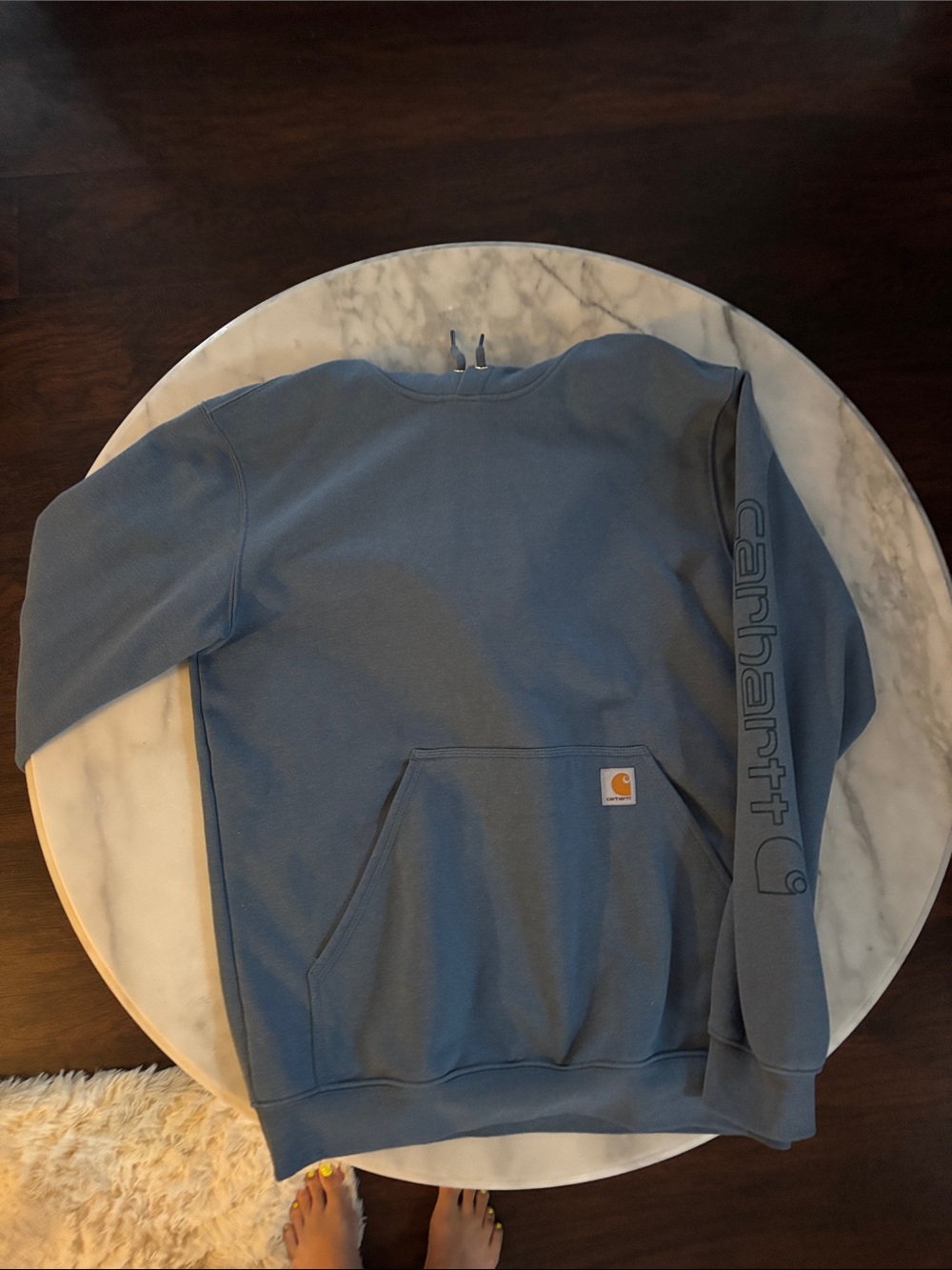 Carhartt Men’s Slate Blue Crewneck Sweatshirt with Sleeve Logo